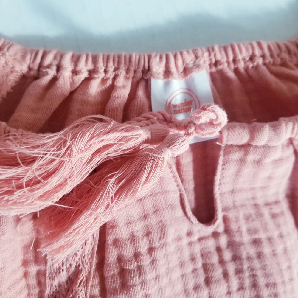 NWT WONDER NATION GIRLS XXL 18 ORANGISH PINKISH COLOR BOHO BLOUSE